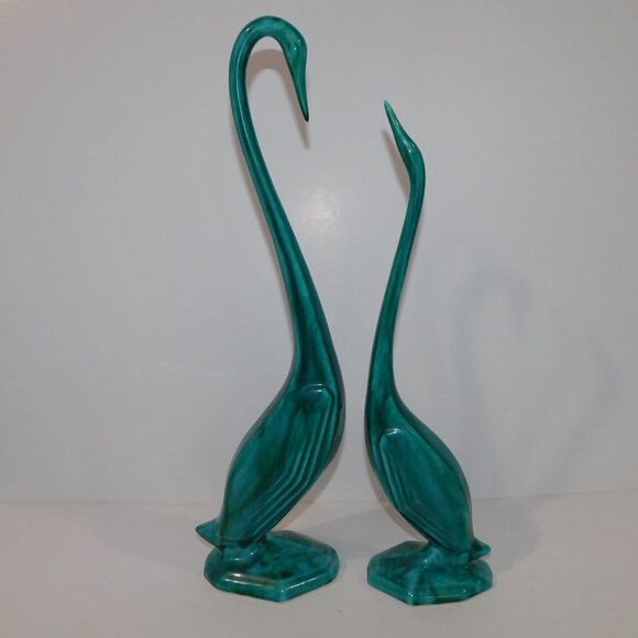 Set of 2 VTG 70s Maple Leaf Pottery 17.5" & 15" long neck Swan Crane Figurines - Picture 6 of 8